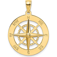 14K Yellow Gold Compass Rose Pendant with Polished Finish by Oro Pregiato