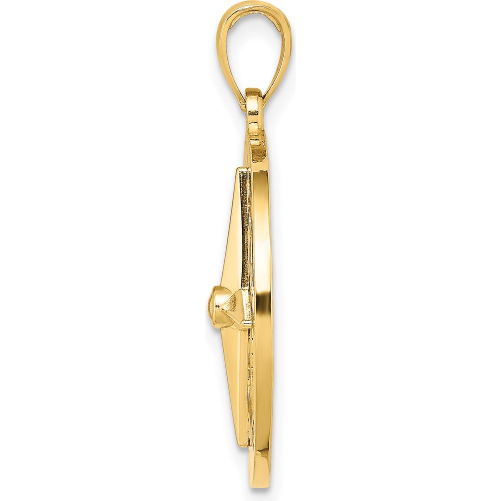 14K Yellow Gold Compass Rose Pendant with Polished Finish by Oro Pregiato