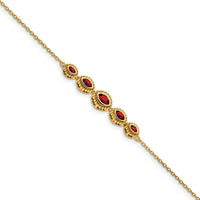 14K Yellow Gold Complete 5-Stone Bezel-set Marquise Garnet Bracelet - 0.53 Carats Total Gem Weight by Monteluci Fine Jewelry