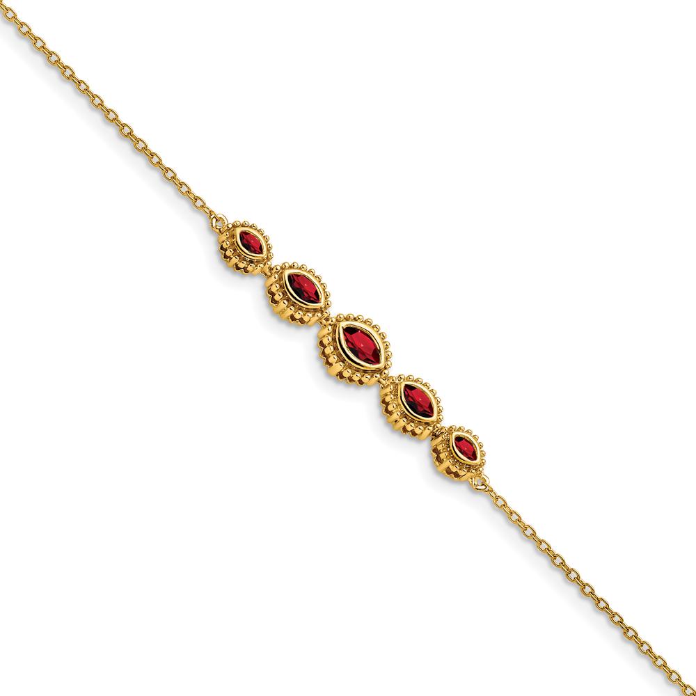 14K Yellow Gold Complete 5-Stone Bezel-set Marquise Garnet Bracelet - 0.53 Carats Total Gem Weight by Monteluci Fine Jewelry