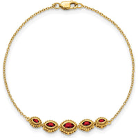 14K Yellow Gold Complete 5-Stone Bezel-set Marquise Garnet Bracelet - 0.53 Carats Total Gem Weight by Monteluci Fine Jewelry