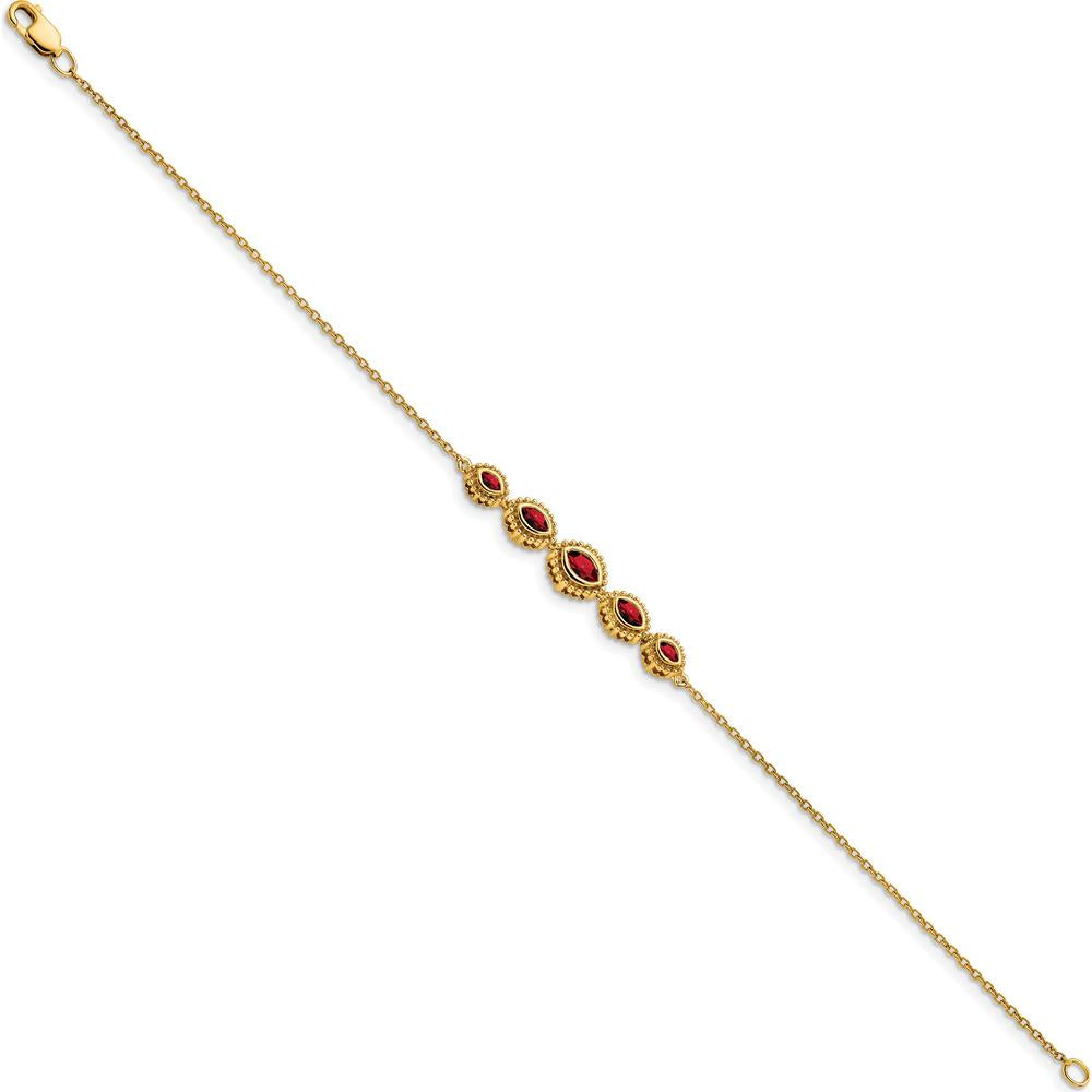 14K Yellow Gold Complete 5-Stone Bezel-set Marquise Garnet Bracelet - 0.53 Carats Total Gem Weight by Monteluci Fine Jewelry