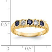 14K Yellow Gold Complete Band with Alternating Round Natural Diamonds and Blue Sapphires - 0.20 Carat Total Gem Weight by 0