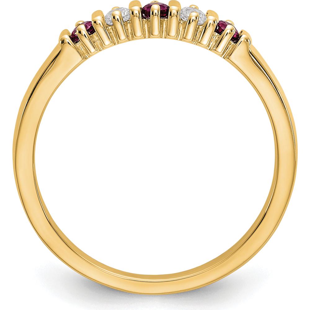 14K Yellow Gold Complete Band with Round Diamonds 0.04 Carat and Round Rubies 0.04ct by 0