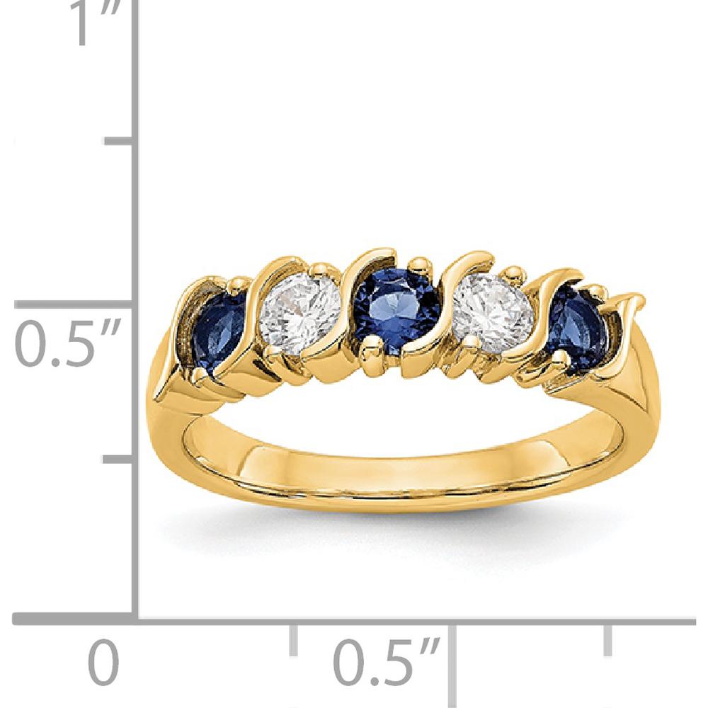 14K Yellow Gold Complete Band with Round Natural Blue Sapphires and Diamonds - 0.31 Carat Total Gemstone Weight by 0