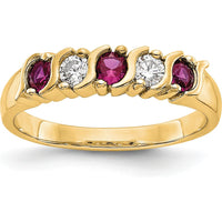 14K Yellow Gold Complete Band with Round Natural Rubies and Diamonds - 0.20 Carat Total Gemstone Weight by 0
