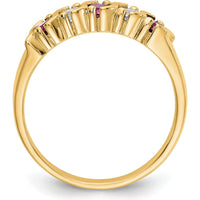 14K Yellow Gold Complete Band with Round Natural Rubies and Diamonds - 0.20 Carat Total Gemstone Weight by 0