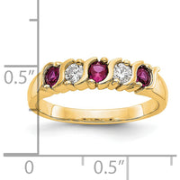 14K Yellow Gold Complete Band with Round Natural Rubies and Diamonds - 0.20 Carat Total Gemstone Weight by 0