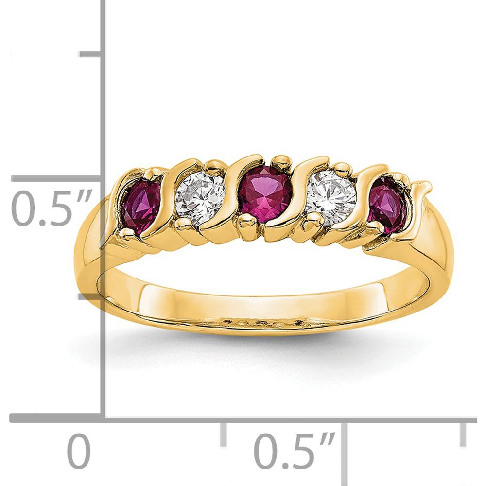 14K Yellow Gold Complete Band with Round Natural Rubies and Diamonds - 0.20 Carat Total Gemstone Weight by 0