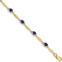14K Yellow Gold Complete Diamond and Oval Sapphire Bracelet - 0.22 Carats Sapphire, 0.01 Carats Total Diamond Weight by Monteluci Fine Jewelry