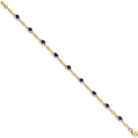 14K Yellow Gold Complete Diamond and Oval Sapphire Bracelet - 0.22 Carats Sapphire, 0.01 Carats Total Diamond Weight by Monteluci Fine Jewelry