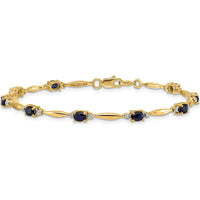 14K Yellow Gold Complete Diamond and Oval Sapphire Bracelet - 0.22 Carats Sapphire, 0.01 Carats Total Diamond Weight by Monteluci Fine Jewelry