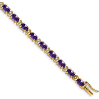 14K Yellow Gold Complete Oval Amethyst and Diamond Bracelet - 0.45 Carats Total Amethyst Weight by Oro Pregiato