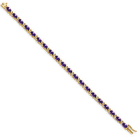 14K Yellow Gold Complete Oval Amethyst and Diamond Bracelet - 0.45 Carats Total Amethyst Weight by Oro Pregiato