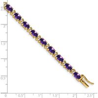 14K Yellow Gold Complete Oval Amethyst and Diamond Bracelet - 0.45 Carats Total Amethyst Weight by Oro Pregiato
