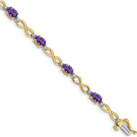 14K Yellow Gold Complete Oval Amethyst and Diamond Infinity Link Bracelet - 0.45 Carats Amethyst and 0.025 Carats Diamond by Monteluci Fine Jewelry
