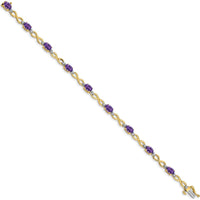 14K Yellow Gold Complete Oval Amethyst and Diamond Infinity Link Bracelet - 0.45 Carats Amethyst and 0.025 Carats Diamond by Monteluci Fine Jewelry