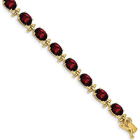 14K Yellow Gold Complete Oval Garnet Bracelet - 16 Carats Total Garnet Weight by Monteluci Fine Jewelry