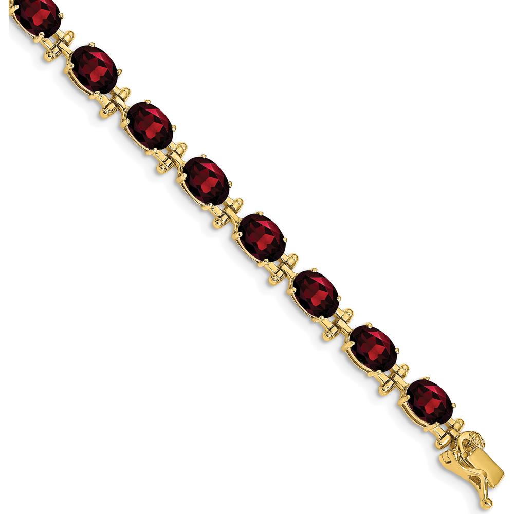 14K Yellow Gold Complete Oval Garnet Bracelet - 16 Carats Total Garnet Weight by Monteluci Fine Jewelry