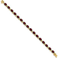 14K Yellow Gold Complete Oval Garnet Bracelet - 16 Carats Total Garnet Weight by Monteluci Fine Jewelry