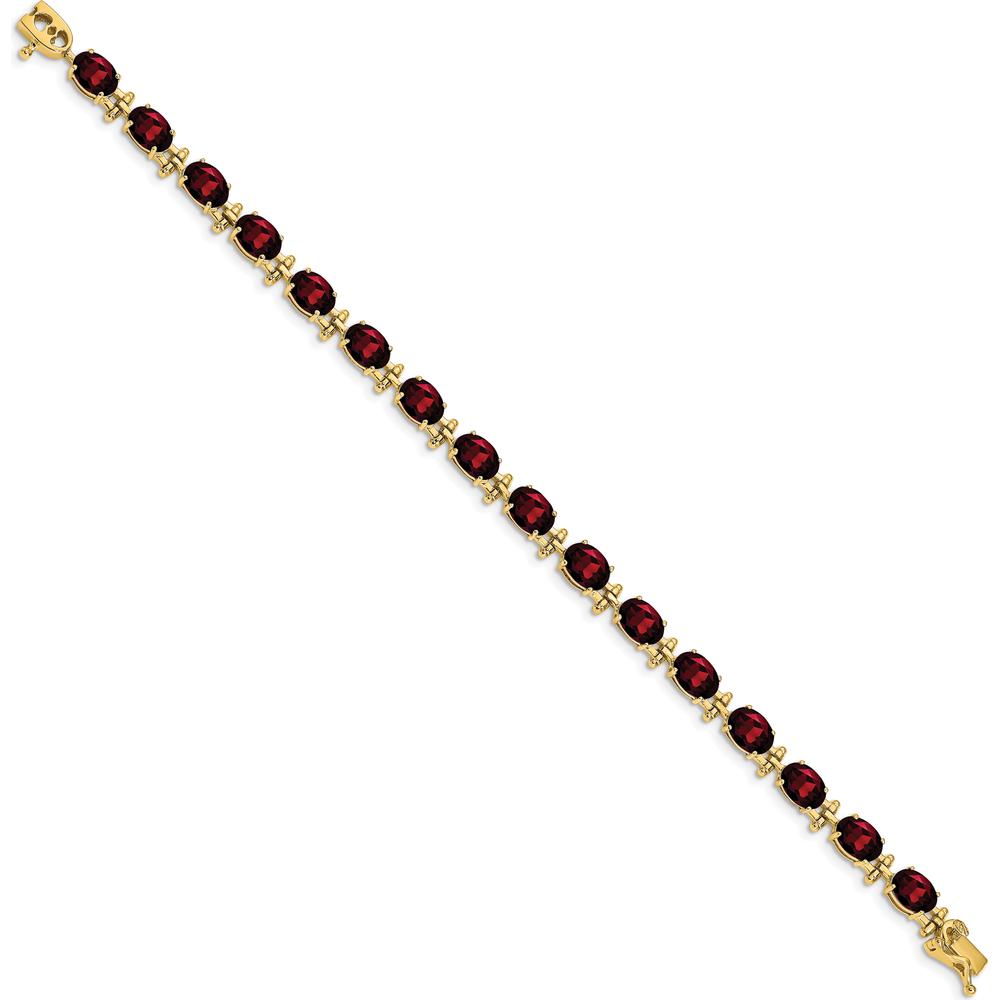 14K Yellow Gold Complete Oval Garnet Bracelet - 16 Carats Total Garnet Weight by Monteluci Fine Jewelry