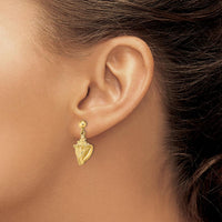 14K Yellow Gold Conch Shell Dangle Earrings - 22.3mm Length by 0