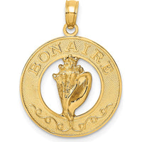 14K Yellow Gold Conch Shell Pendant - Coastal Elegance Charm by Oro Pregiato