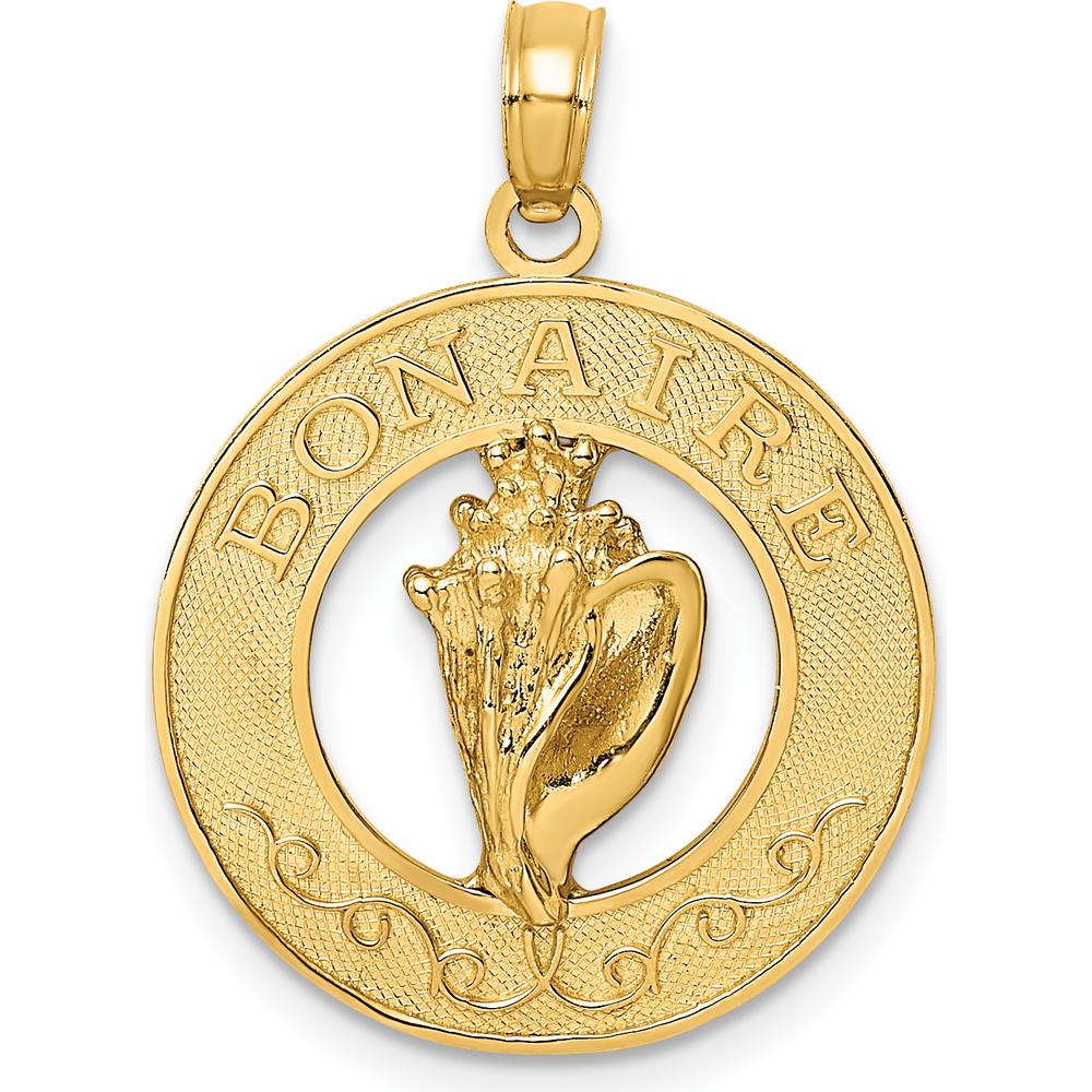 14K Yellow Gold Conch Shell Pendant - Coastal Elegance Charm by Oro Pregiato