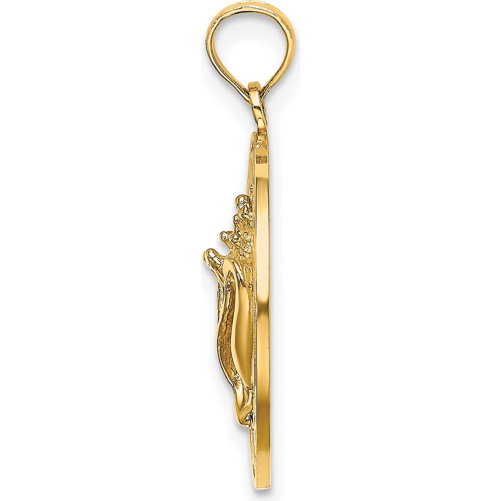14K Yellow Gold Conch Shell Pendant - Coastal Elegance Charm by Oro Pregiato