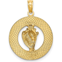 14K Yellow Gold Conch Shell Pendant - Coastal Elegance Charm by Oro Pregiato