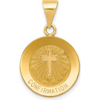 14K Yellow Gold Confirmation Cross Pendant with Polished and Satin Finish by Oro Pregiato