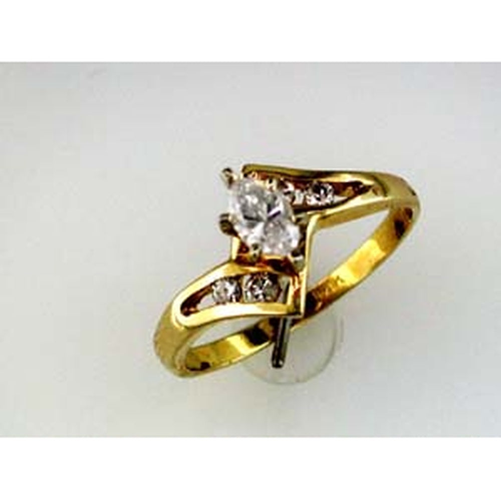 14K Yellow Gold Contemporary Bypass Engagement Ring with 0.30 Carat Marquise Center Diamond and 0.14 Carat Round Accent Diamonds - 0.44 Carat Total Diamond Weight - Royal Jewelry