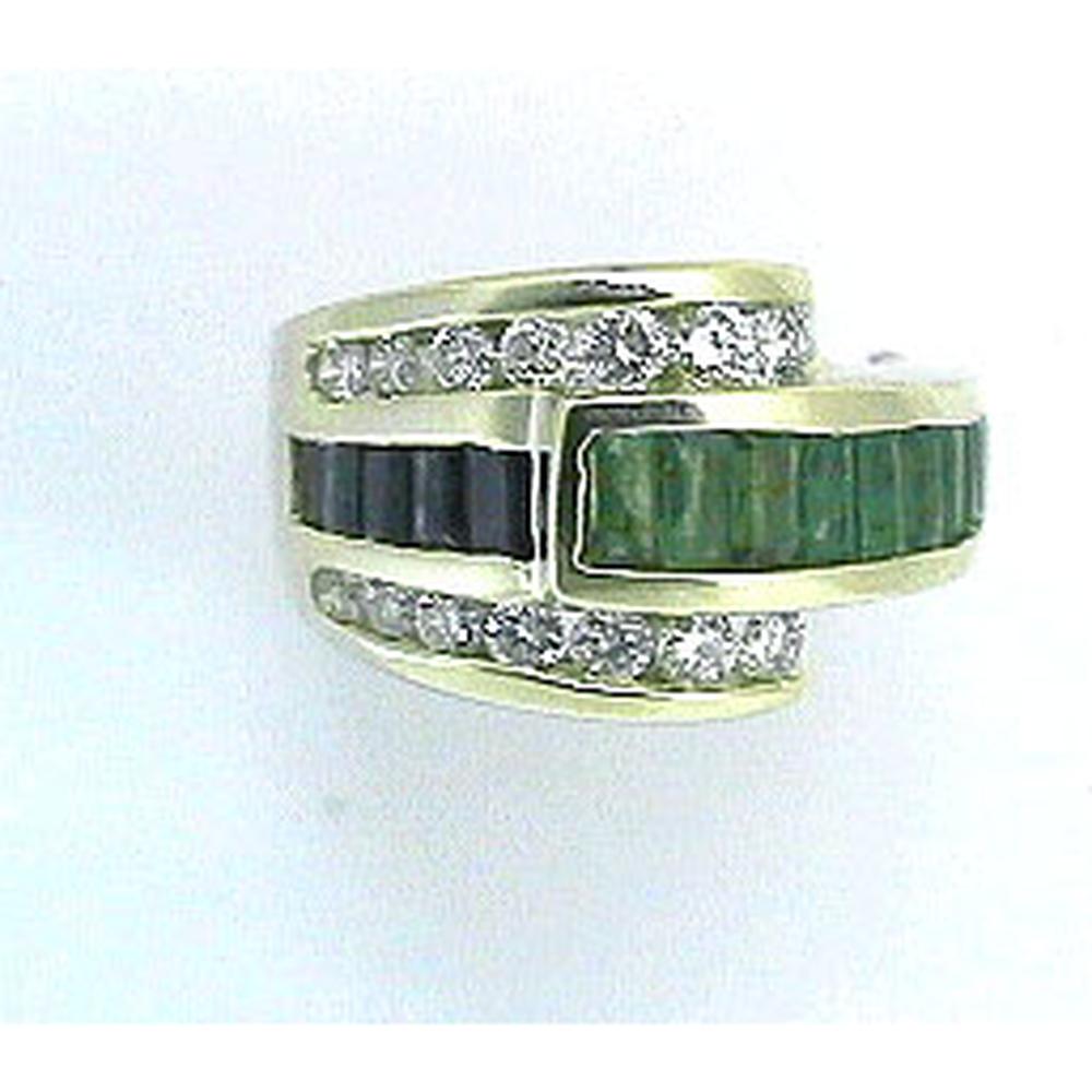 14K Yellow Gold Contemporary Bypass Ring with Baguette Cut Sapphires and Round Diamonds - 1.60 Carat Sapphire Total Weight, 0.73 Carat Diamond Total Weight - Royal Jewelry