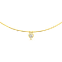 14K Yellow Gold Contemporary Heart Pendant Necklace with Bezel-Set Heart-Cut Diamond - 0.30 Carat Total Diamond Weight - Royal Jewelry