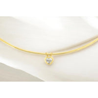 14K Yellow Gold Contemporary Heart Pendant Necklace with Bezel-Set Heart-Cut Diamond - 0.30 Carat Total Diamond Weight - Royal Jewelry