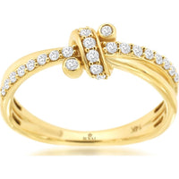 14K Yellow Gold Contemporary Ladies' Ring with Round Diamonds - 0.25 Carat Total Diamond Weight - Royal Jewelry