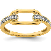 14K Yellow Gold Contemporary Link Ring with Channel Set Round Diamonds - 0.06 Carat Total Diamond Weight by 0