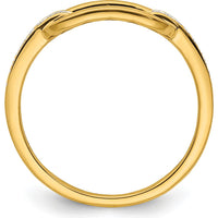 14K Yellow Gold Contemporary Link Ring with Channel Set Round Diamonds - 0.06 Carat Total Diamond Weight by 0