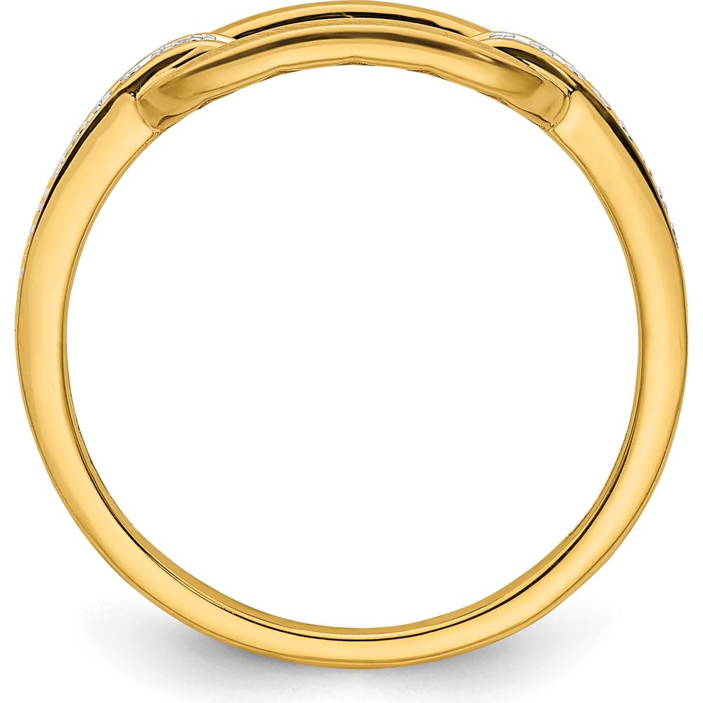 14K Yellow Gold Contemporary Link Ring with Channel Set Round Diamonds - 0.06 Carat Total Diamond Weight by 0