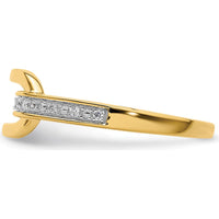 14K Yellow Gold Contemporary Link Ring with Channel Set Round Diamonds - 0.06 Carat Total Diamond Weight by 0