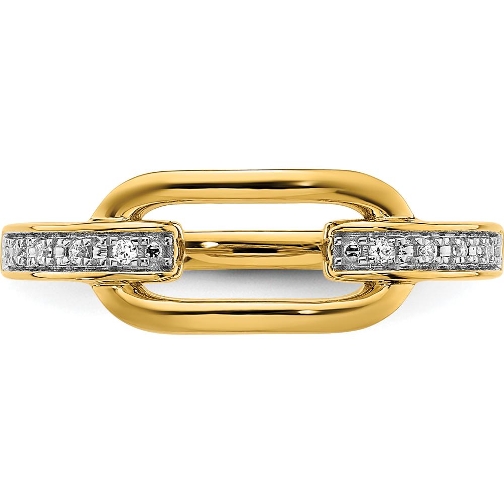 14K Yellow Gold Contemporary Link Ring with Channel Set Round Diamonds - 0.06 Carat Total Diamond Weight by 0