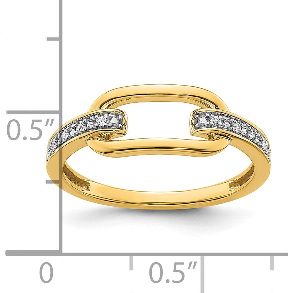 14K Yellow Gold Contemporary Link Ring with Channel Set Round Diamonds - 0.06 Carat Total Diamond Weight by 0