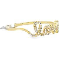 14K Yellow Gold Contemporary "Love" Script Fashion Ring with Prong-Set Round Diamonds - 0.12 Carat Total Diamond Weight by Auriventus