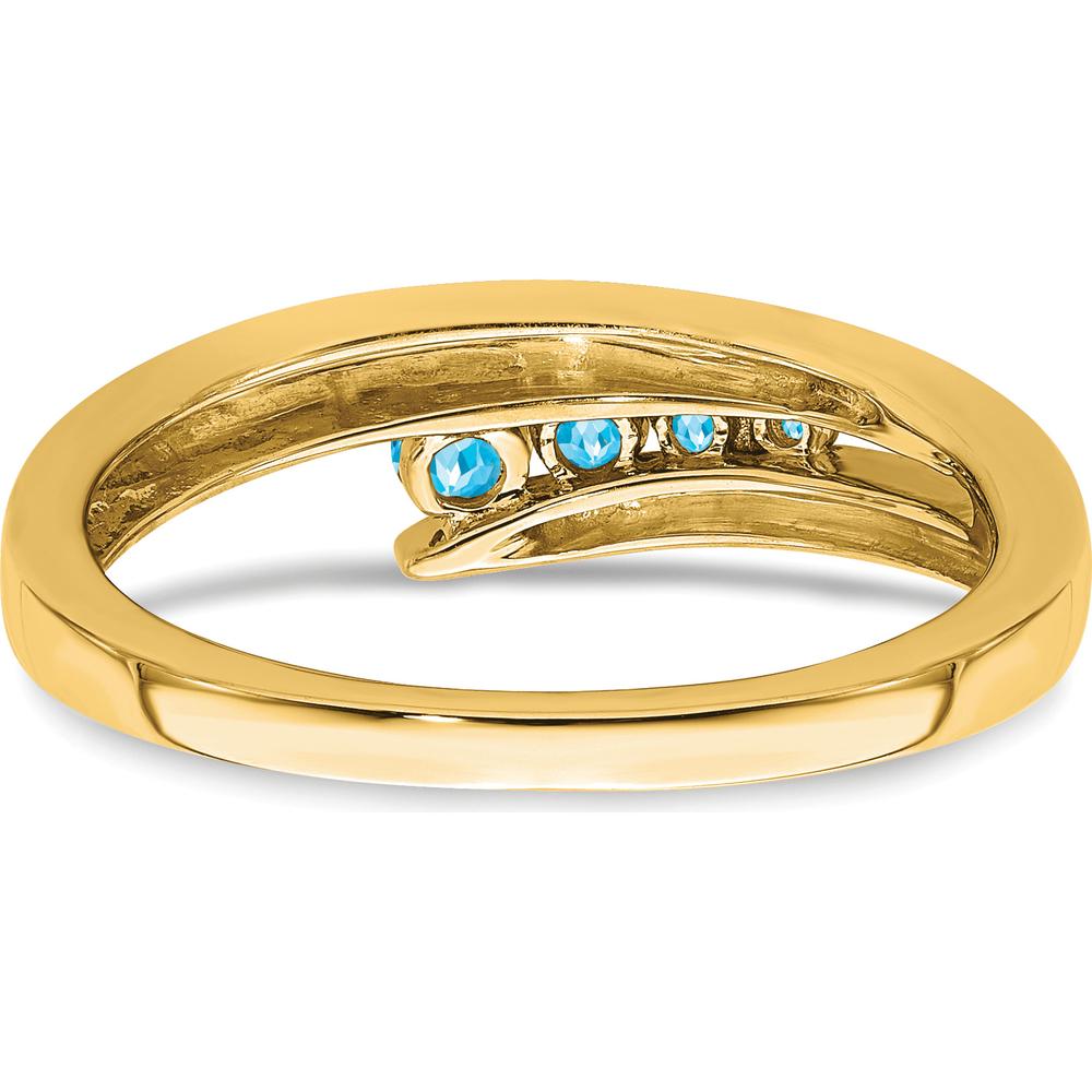 14K Yellow Gold Contemporary Ring with 4 Graduated Round Swiss Blue Topaz Stones - 0.353 Carat Total Weight by 0