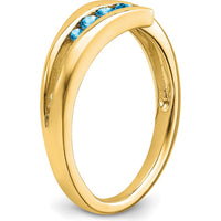 14K Yellow Gold Contemporary Ring with 4 Graduated Round Swiss Blue Topaz Stones - 0.353 Carat Total Weight by 0