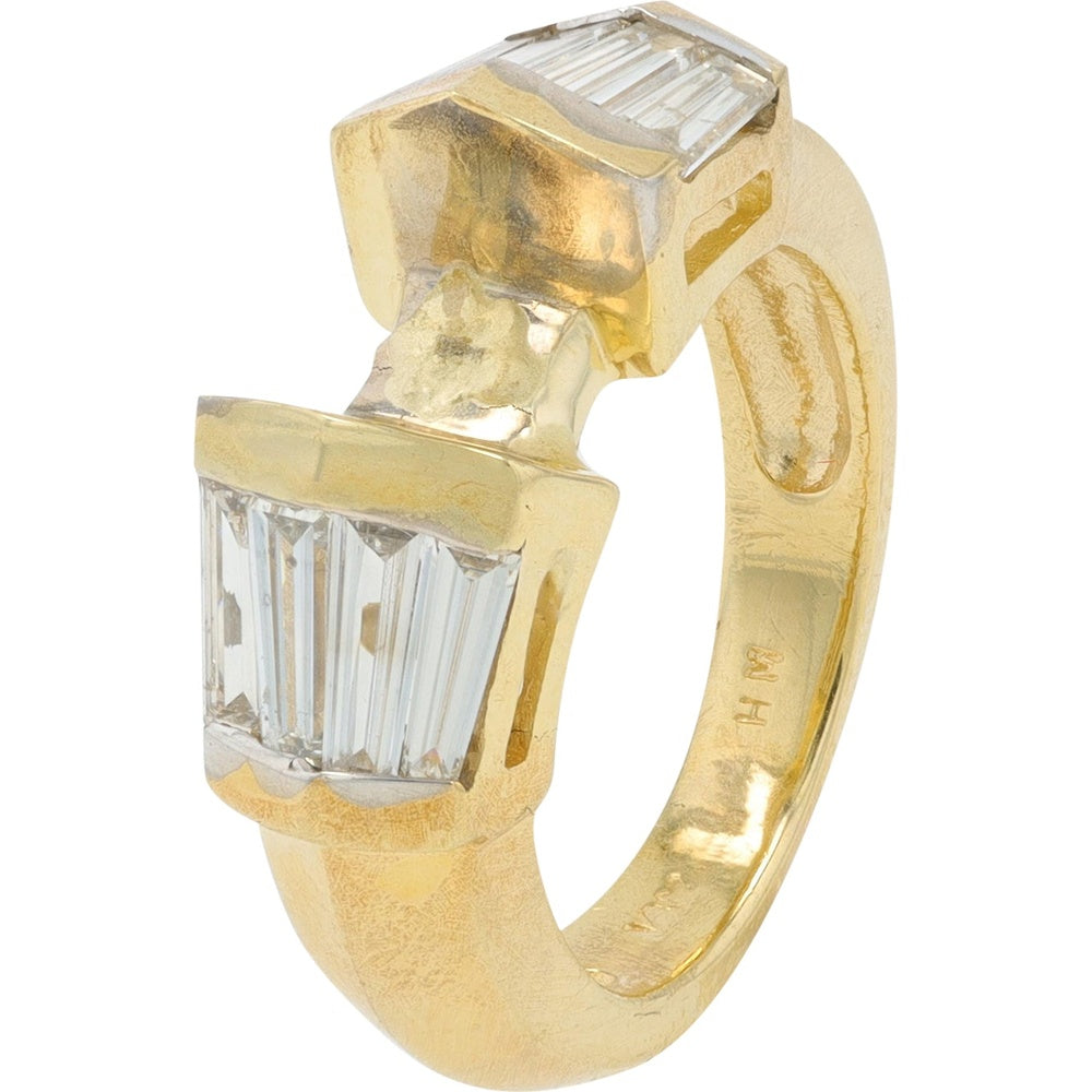 14K Yellow Gold Contemporary Semi-Mount Ring with Channel-Set Baguette Diamonds - 0.75 Carat Total Diamond Weight