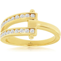 14K Yellow Gold Contemporary Split-Band Ring with Channel-Set Round Diamonds - 0.38 Carat Total Diamond Weight - Royal Jewelry