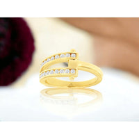 14K Yellow Gold Contemporary Split-Band Ring with Channel-Set Round Diamonds - 0.38 Carat Total Diamond Weight - Royal Jewelry
