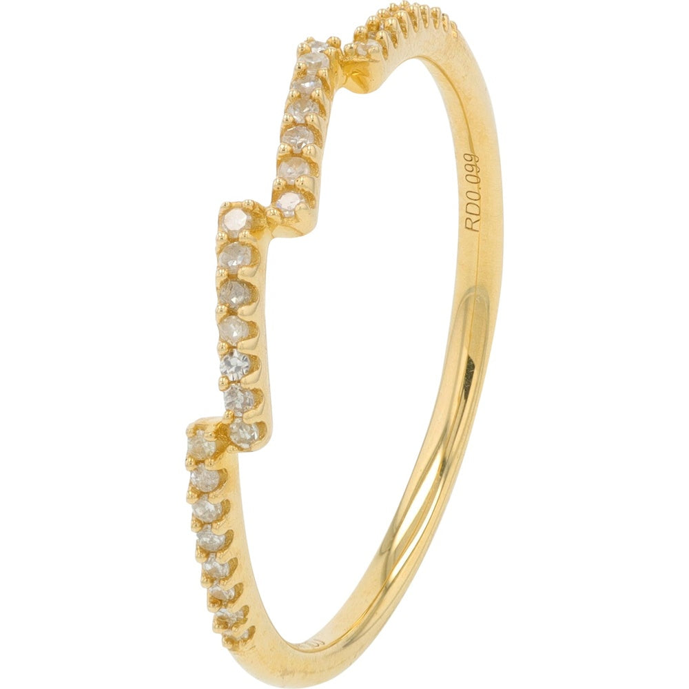 14K Yellow Gold Contour Diamond Band with Prong-Set Round Diamonds - 0.10 Carat Total Diamond Weight
