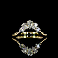 14K Yellow Gold Contour Five-Stone Eternity Band with Pear and Round Cut Lab-Grown Diamonds - 0.49 Carat Total Diamond Weight - Covaloro Fine Jewelry